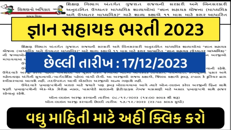 Gyan Sahayak (Higher Secondary) Bharti 2023–Apply Online