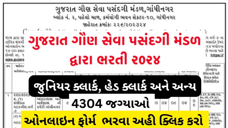 GSSSB CCE Recruitment 2024 GSSSB Junior Clerk Recruitment 2024