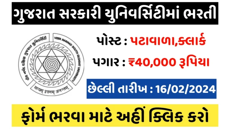VNSGU Recrutiment 2024: વીર નર્મદ દક્ષિણ ગુજરાત યુનિવર્સિટીમાં બંમ્પર ભરતી જાહેર, પગાર ₹ 40,000 સુધી